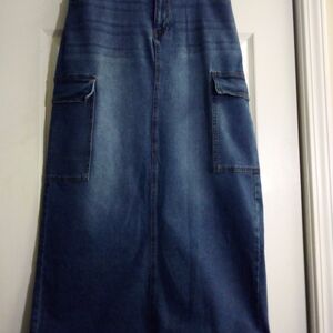 Almost Famous Blue Cargo Denim Skirt